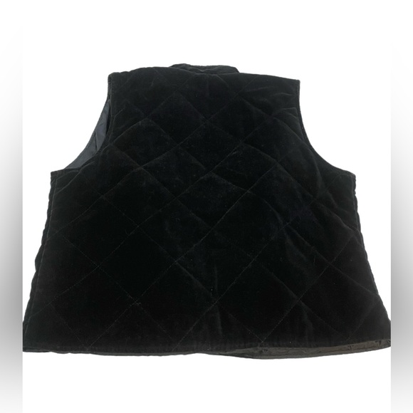 Vtg Retro 90s Women’s Climate Zone Black Velvet Diamond Quilted Vest Large - Picture 4 of 6